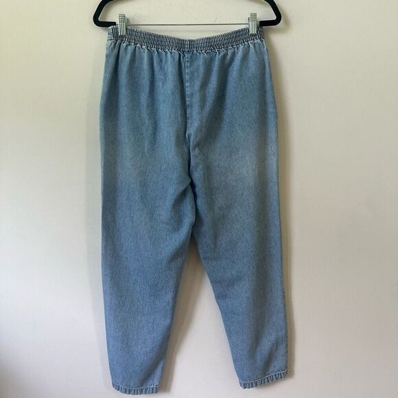 Lady Blair Women's Elastic Loose Fit High Waisted Denim Mom Jeans Blue Size 10 - Picture 2 of 7